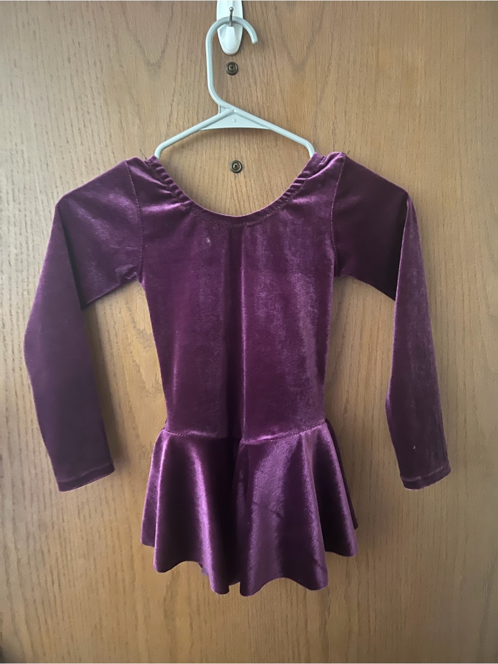 Girls' Plum Velvet Figure Skating Dress and Tights